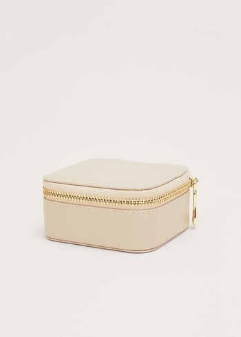 Phase Eight Small Leather Box Jewellery Cream Canada | JAYBUD-716